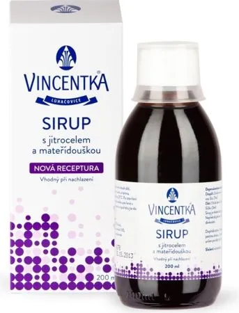 Vincentka Sirup s jitrocelem a mateřídouškou 200 ml