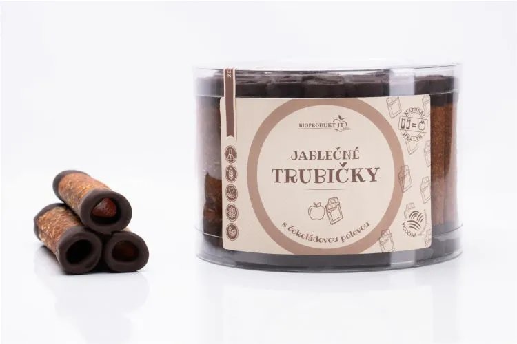 Jablečné trubičky s čokoládovou polevou dóza 43 ks 540 g