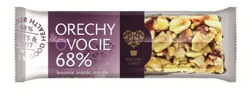 Tyčinka Nature land - ořechy a ovoce v mléčné polevě 40 g