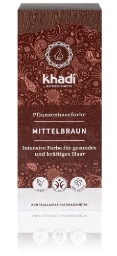 Khadi STŘEDNÍ HNĚDÁ rostlinná barva na vlasy 100 g